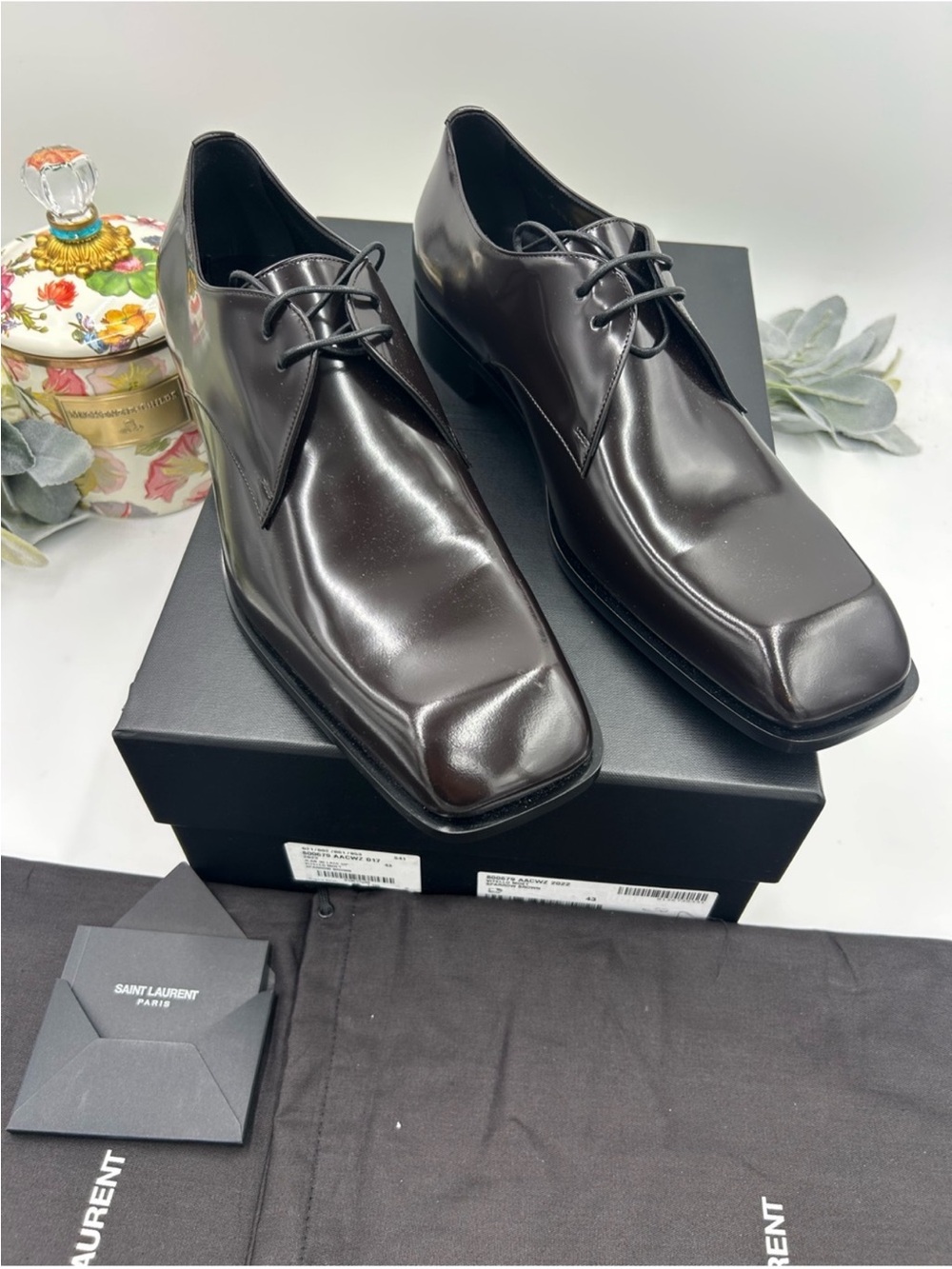 Men’s St. Laurent JEAN leather Derby shoes size 43 made in Italy